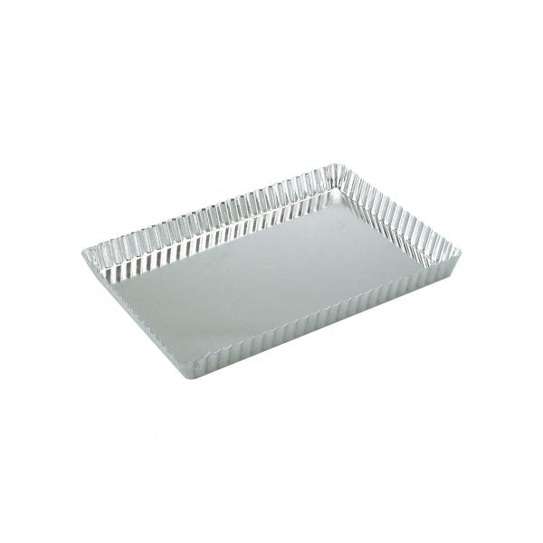 Rectangular Fluted Quiche Pan (Loose Base) - 300x210x25mm from Guery. made out of Tin Plated and sold in boxes of 1. Hospitality quality at wholesale price with The Flying Fork!