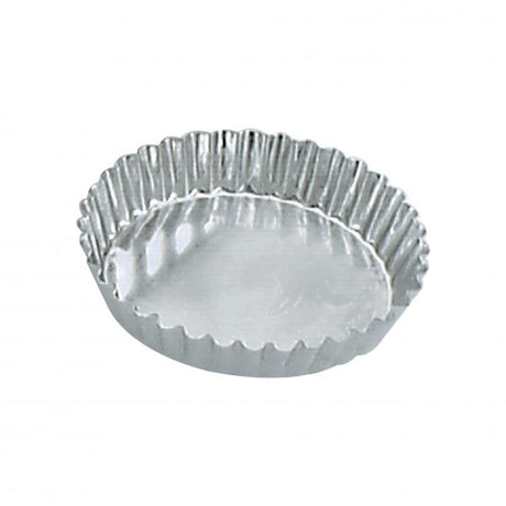 Round Fluted Tart Mould (Fixed Base) - 85x16mm from Guery. made out of Tin Plated and sold in boxes of 1. Hospitality quality at wholesale price with The Flying Fork!