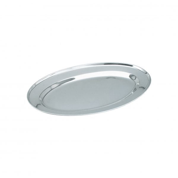 Oval Rolled Edge Platter - 300mm from Chef Inox. made out of Stainless Steel and sold in boxes of 12. Hospitality quality at wholesale price with The Flying Fork!