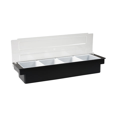 Condiment Dispenser - Plastic, Black, 4 Comp. from Chalet. Sold in boxes of 1. Hospitality quality at wholesale price with The Flying Fork!