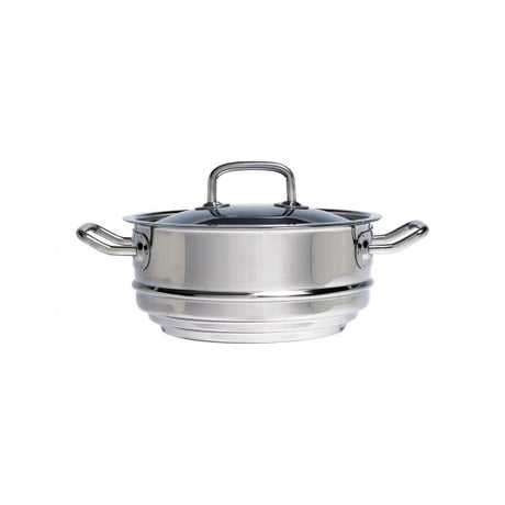Professional Multi-Fit Steamer With Lid, 200x95mm from Chef Inox. made out of Stainless Steel 18/10 and sold in boxes of 1. Hospitality quality at wholesale price with The Flying Fork!