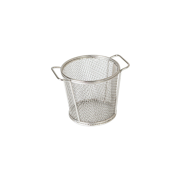 Brooklyn Round Service Basket - Stainless Steel, 80x90mm, with handles from Moda. made out of Stainless Steel and sold in boxes of 1. Hospitality quality at wholesale price with The Flying Fork!
