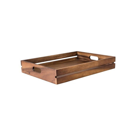 Acacia Serving Tray-Plywd Base, 450X320X70Mm from Moda. made out of Wood and sold in boxes of 6. Hospitality quality at wholesale price with The Flying Fork!