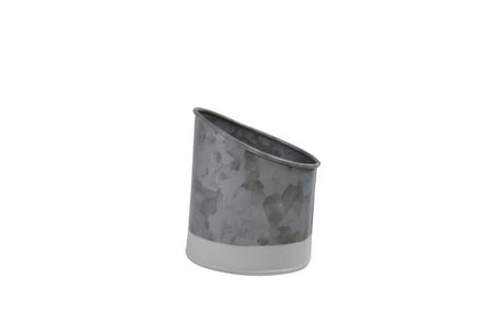 Galvanised Pot Slant - 105mm, Coney Island, Dipped White from Chef Inox. made out of Galvanised Iron and sold in boxes of 1. Hospitality quality at wholesale price with The Flying Fork!