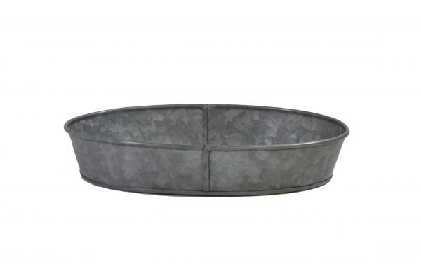 Oval Galvanised Tray - Coney Island, 270x190x45mm from Chef Inox. made out of Galvanised Iron and sold in boxes of 1. Hospitality quality at wholesale price with The Flying Fork!