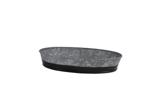 Oval Galvanised Tray - Coney Island, Dipped Black, 270x190x45mm from Chef Inox. made out of Galvanised Iron and sold in boxes of 1. Hospitality quality at wholesale price with The Flying Fork!