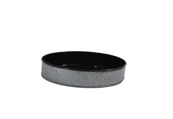 Round Galvanised Tray - 240mm, Coney Island, Dipped Black from Chef Inox. made out of Galvanised Iron and sold in boxes of 1. Hospitality quality at wholesale price with The Flying Fork!