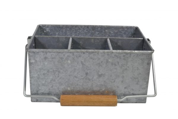 4 Comp Caddy With Handle - 250x180x115mm, Coney Island, Galvanised from Chef Inox. made out of Galvanised Iron and sold in boxes of 1. Hospitality quality at wholesale price with The Flying Fork!