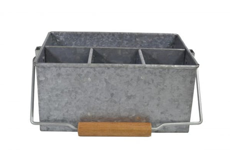 4 Comp Caddy With Handle - 250x180x115mm, Coney Island, Galvanised from Chef Inox. made out of Galvanised Iron and sold in boxes of 1. Hospitality quality at wholesale price with The Flying Fork!