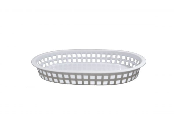 Rectangular Plastic Serving Basket - 270x180x40mm, Coney Island, White from Chef Inox. made out of Plastic and sold in boxes of 12. Hospitality quality at wholesale price with The Flying Fork!