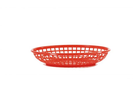 Oval Plastic Serving Basket - 240x150x50mm, Coney Island, Red from Chef Inox. made out of Plastic and sold in boxes of 12. Hospitality quality at wholesale price with The Flying Fork!