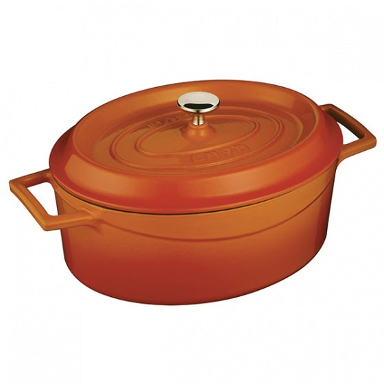 Casserole - Oval, Orange, 250mm from Lava. Sold in boxes of 1. Hospitality quality at wholesale price with The Flying Fork!