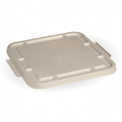 Large 3 compartment sugarcane lid - natural, box of 300 from BioPak. Compostable, made out of Sugarcane and sold in boxes of 1. Hospitality quality at wholesale price with The Flying Fork!