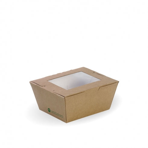 Small lunch box with window- 110 x 90 x 64mm - Box of 200 from BioPak. Compostable, made out of FSC�� certified paper and sold in boxes of 1. Hospitality quality at wholesale price with The Flying Fork!