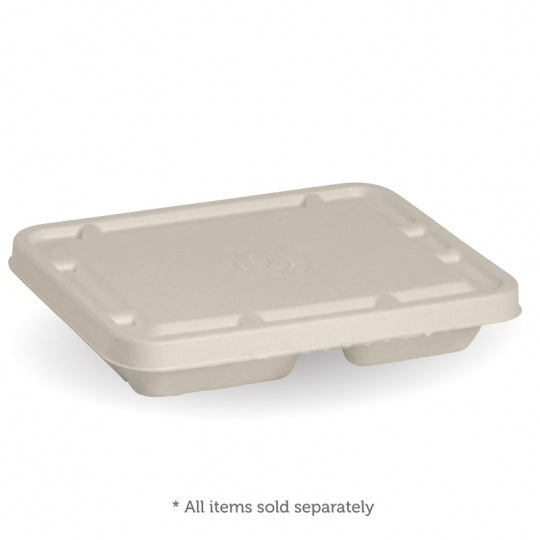 2 and 3 compartment sugarcane lid - natural - Carton of 500 units