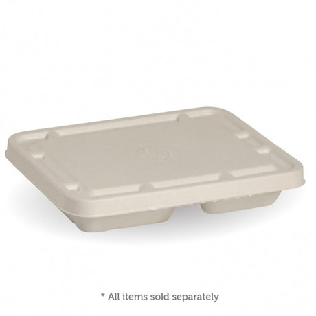 2 and 3 compartment sugarcane lid - natural - Carton of 500 units