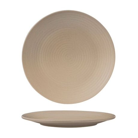 Round Coupe Plate - Ribbed, 265mm, Zuma Sand from Zuma. Matt Finish, made out of Ceramic and sold in boxes of 6. Hospitality quality at wholesale price with The Flying Fork!