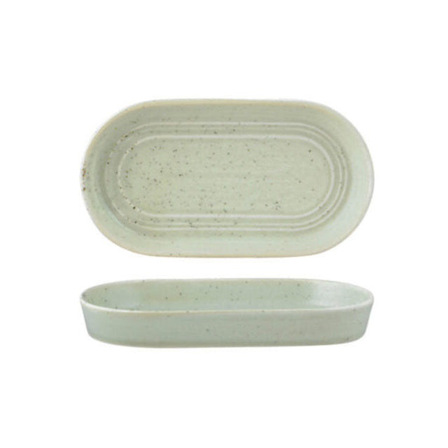 Oval Platter - 180X98X25Mm, Pistachio from Tablekraft. made out of Ceramic and sold in boxes of 4. Hospitality quality at wholesale price with The Flying Fork!