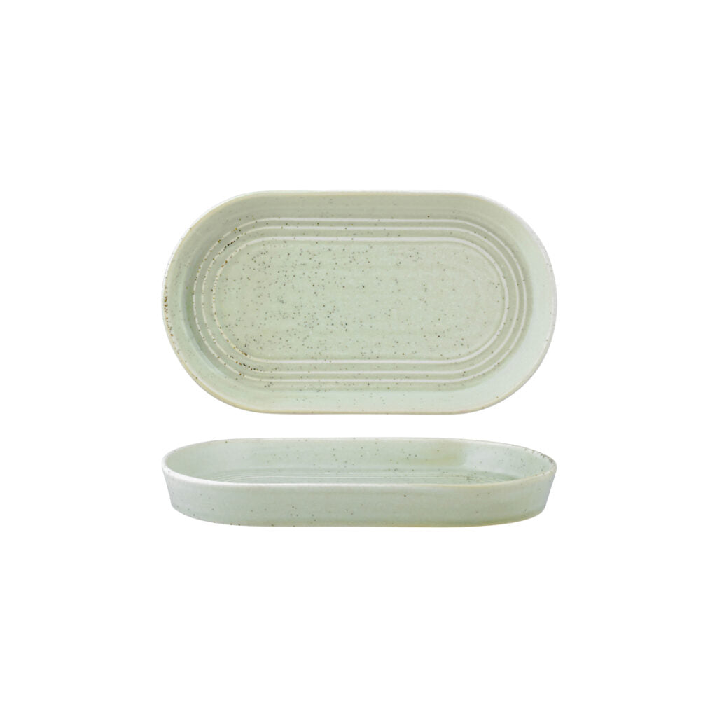 Oval Platter - 240X137X27Mm, Pistachio from Tablekraft. made out of Ceramic and sold in boxes of 4. Hospitality quality at wholesale price with The Flying Fork!
