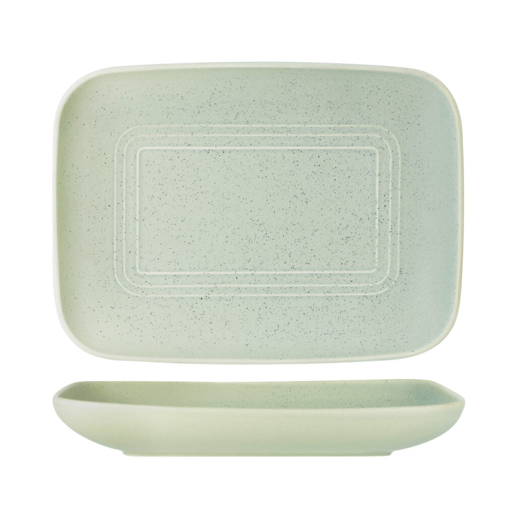 Rectangular Server 365X265X55Mm, Pistachio from Tablekraft. made out of Ceramic and sold in boxes of 2. Hospitality quality at wholesale price with The Flying Fork!