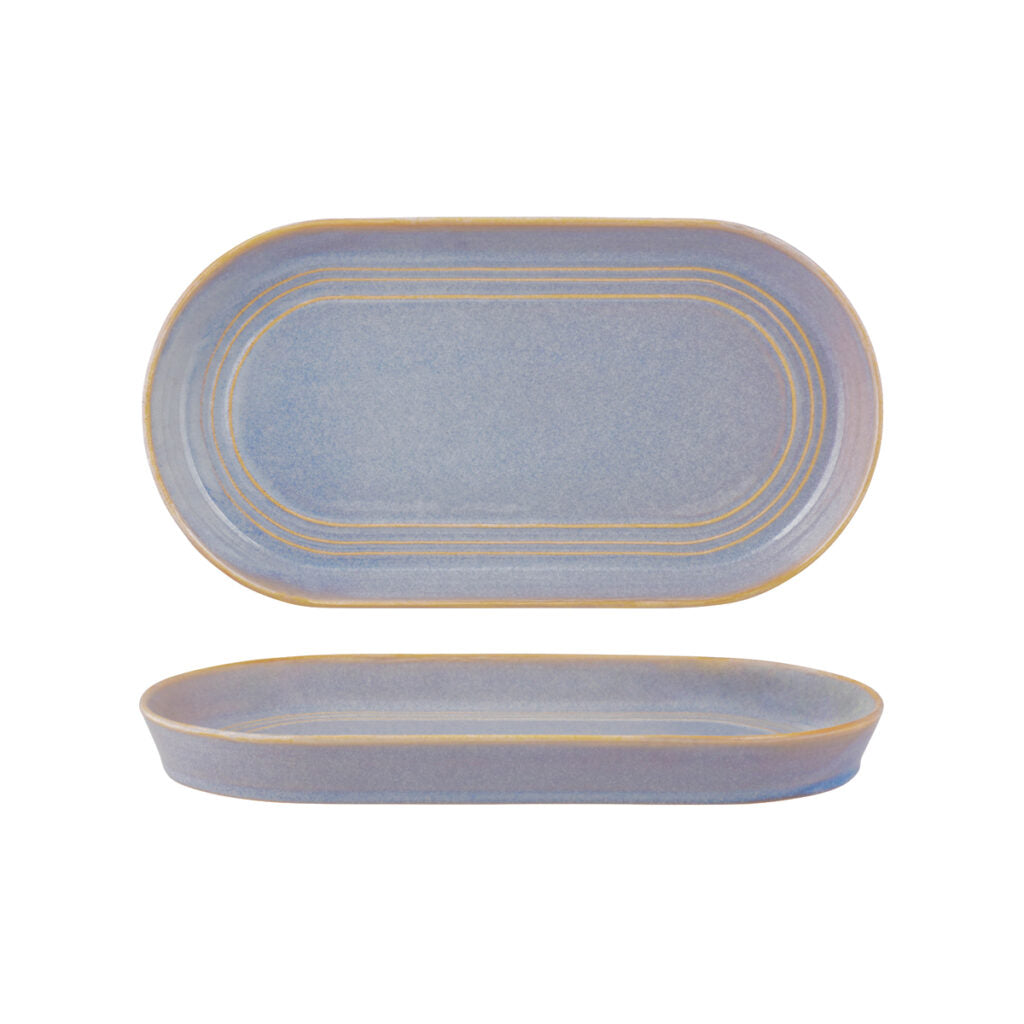 Oval Platter - 305X165X30Mm, Azure Blue from Tablekraft. made out of Ceramic and sold in boxes of 3. Hospitality quality at wholesale price with The Flying Fork!