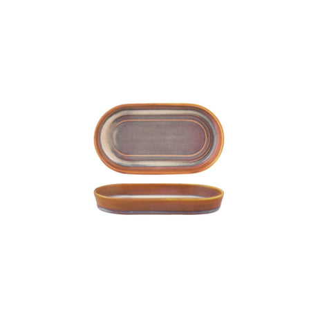 Tablekraft urban loft oval platter - 180x98x25mm auburn from Tablekraft. made out of Porcelain and sold in boxes of 4. Hospitality quality at wholesale price with The Flying Fork!