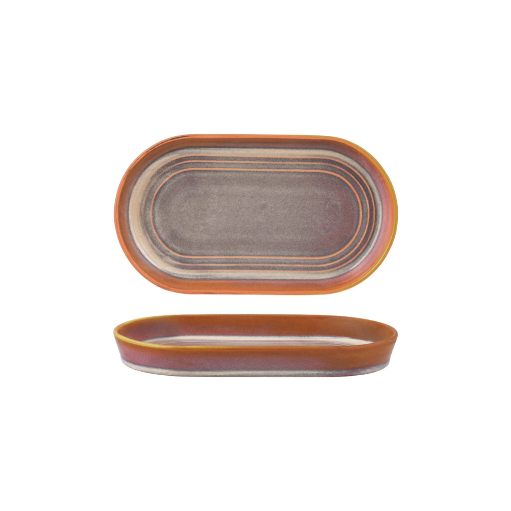 Oval Platter - 240X137X27Mm, Auburn from Tablekraft. made out of Ceramic and sold in boxes of 4. Hospitality quality at wholesale price with The Flying Fork!