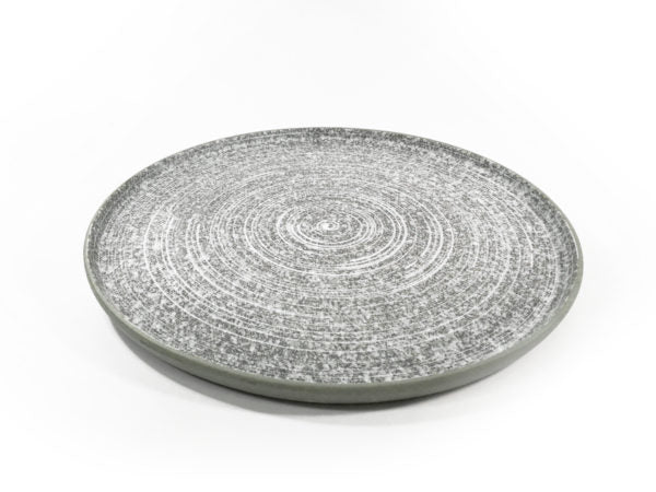 Round Platter - 330mm, Effect, Soho from tablekraft. Textured, made out of Porcelain and sold in boxes of 2. Hospitality quality at wholesale price with The Flying Fork!