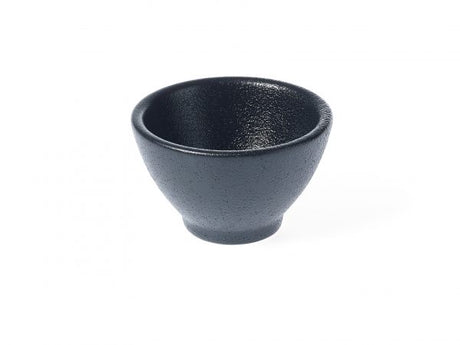 Round Sauce Dish Footed - 76x47mm, Black from tablekraft. Footed, made out of Porcelain and sold in boxes of 12. Hospitality quality at wholesale price with The Flying Fork!