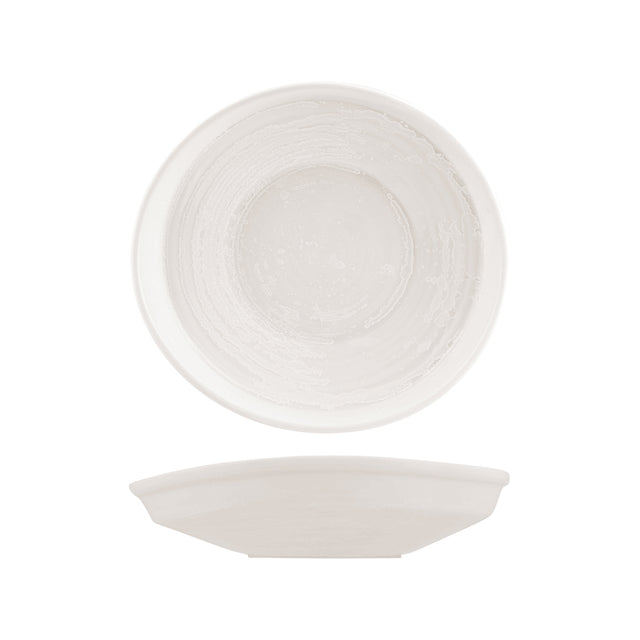 Organic shaped plate - 255x235mm, Snow, Moda Porcelain from Moda Porcelain. made out of Porcelain and sold in boxes of 6. Hospitality quality at wholesale price with The Flying Fork!