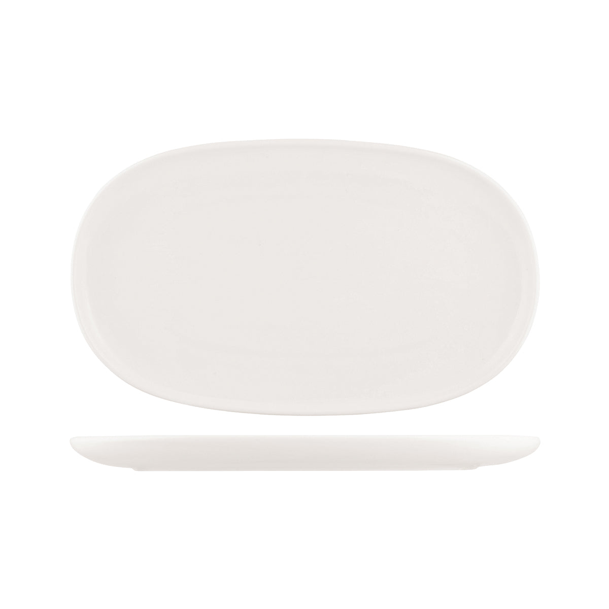 Oval plate - 405mm, Snow, Moda Porcelain from Moda Porcelain. made out of Porcelain and sold in boxes of 3. Hospitality quality at wholesale price with The Flying Fork!