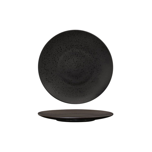 ROUND PLATE - FLAT, 210mm , MATT BLACK from Luzerne. Textured, made out of Ceramic and sold in boxes of 6. Hospitality quality at wholesale price with The Flying Fork!