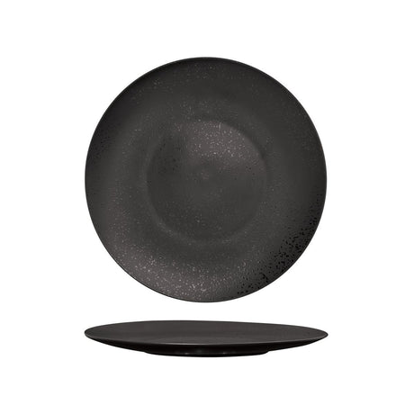 ROUND PLATE - FLAT, 280mm , MATT BLACK from Luzerne. Textured, made out of Ceramic and sold in boxes of 6. Hospitality quality at wholesale price with The Flying Fork!