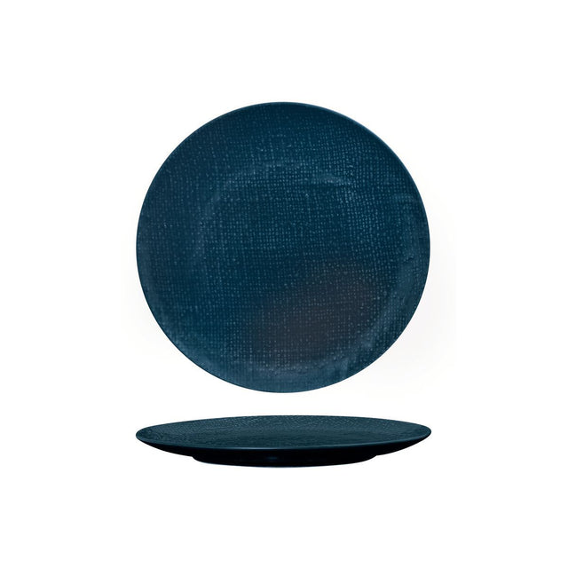 ROUND PLATE - FLAT, 210mm , MATT BLUE from Luzerne. Textured, made out of Ceramic and sold in boxes of 6. Hospitality quality at wholesale price with The Flying Fork!