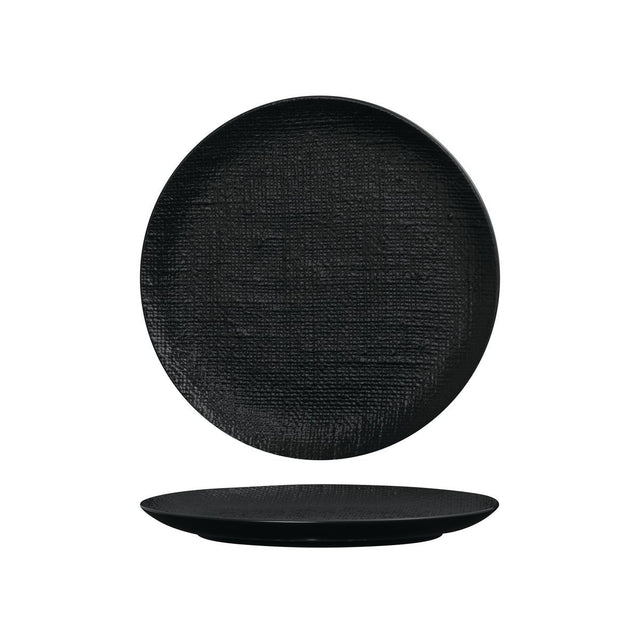 ROUND PLATE - FLAT, 260mm , MATT BLACK from Luzerne. made out of Ceramic and sold in boxes of 4. Hospitality quality at wholesale price with The Flying Fork!