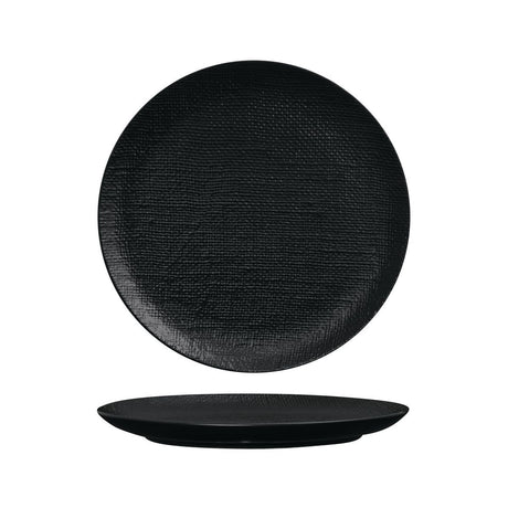 ROUND PLATE - FLAT, 285mm , MATT BLACK from Luzerne. made out of Ceramic and sold in boxes of 4. Hospitality quality at wholesale price with The Flying Fork!