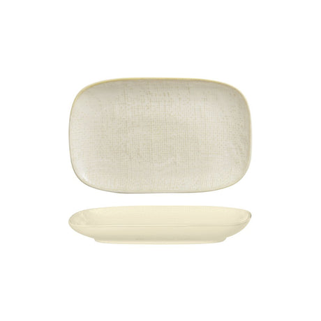 RECTANGULAR SHARE PLATE-265mm, REACTIVE WHITE from Luzerne. Textured, made out of Ceramic and sold in boxes of 4. Hospitality quality at wholesale price with The Flying Fork!