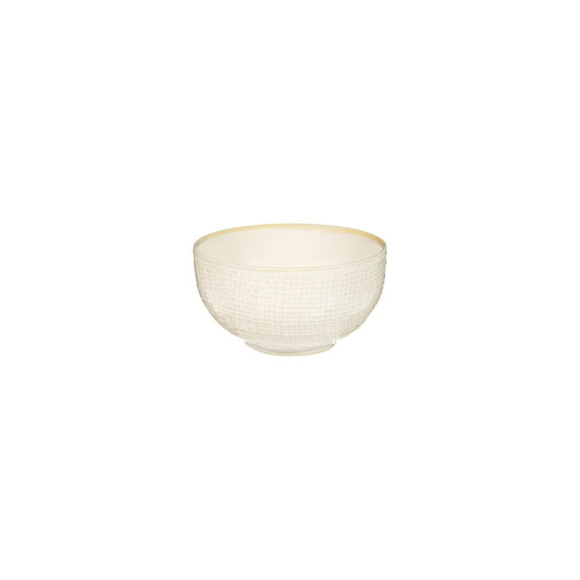 ROUND BOWL-110mm , REACTIVE WHITE from Luzerne. Textured, made out of Ceramic and sold in boxes of 6. Hospitality quality at wholesale price with The Flying Fork!