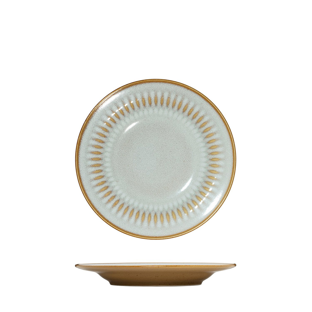 Round Rim Plate - 210Mm, Almond from Luzerne. Textured, made out of Ceramic and sold in boxes of 6. Hospitality quality at wholesale price with The Flying Fork!