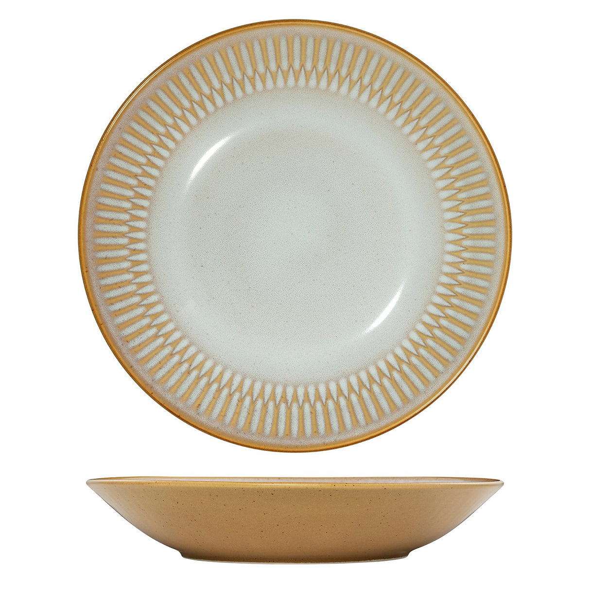 Round Deep Bowl/Plate - 260Mm, Almond from Luzerne. made out of Ceramic and sold in boxes of 4. Hospitality quality at wholesale price with The Flying Fork!
