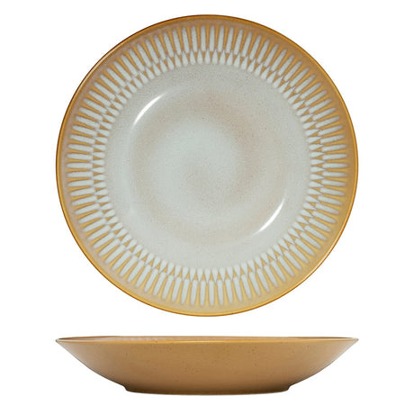 Round Deep Bowl/Plate - 280Mm, Almond from Luzerne. Textured, made out of Ceramic and sold in boxes of 3. Hospitality quality at wholesale price with The Flying Fork!