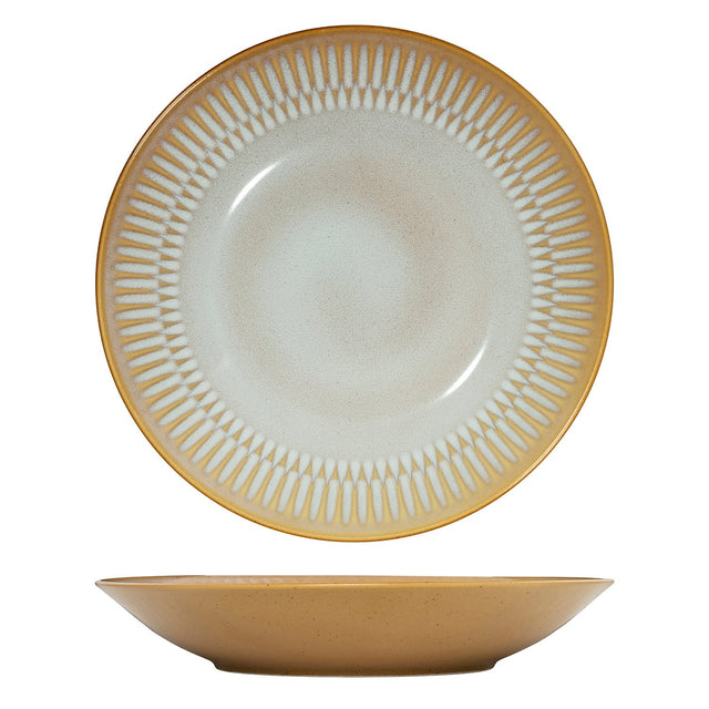 Round Deep Bowl/Plate - 280Mm, Almond from Luzerne. Textured, made out of Ceramic and sold in boxes of 3. Hospitality quality at wholesale price with The Flying Fork!