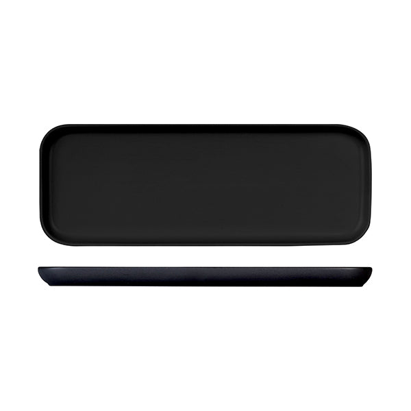 Rectangular Tray - 350x130x20mm, Servire, Raven from Bevande. Matt Finish, made out of Porcelain and sold in boxes of 4. Hospitality quality at wholesale price with The Flying Fork!