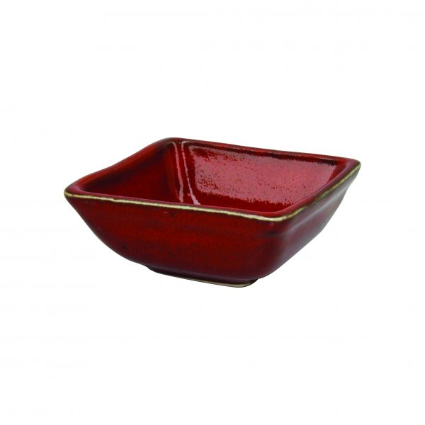 Square Sauce Dish - 80x80x35mm, Artistica, Reactive Red from tablekraft. made out of Stoneware and sold in boxes of 6. Hospitality quality at wholesale price with The Flying Fork!