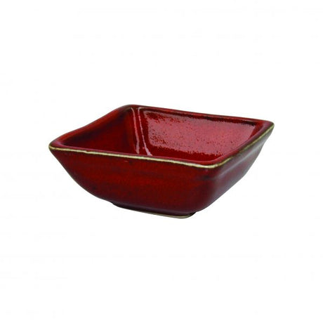Square Sauce Dish - 80x80x35mm, Artistica, Reactive Red from tablekraft. made out of Stoneware and sold in boxes of 6. Hospitality quality at wholesale price with The Flying Fork!