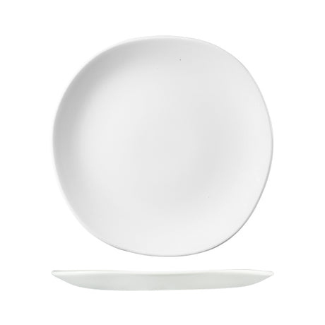 Trace Organic Round Plate - White, 286 mm from Churchill. made out of Porcelain and sold in boxes of 12. Hospitality quality at wholesale price with The Flying Fork!