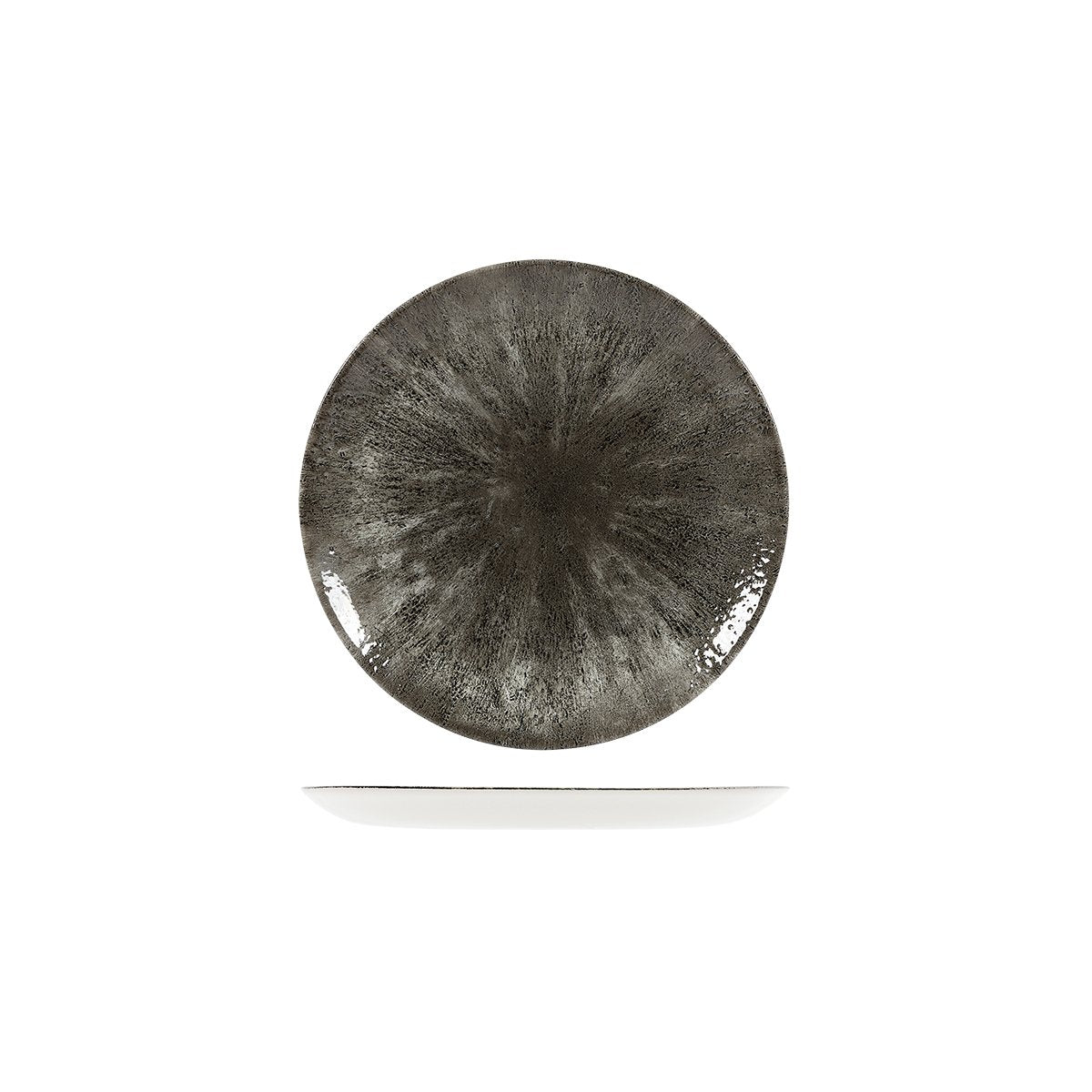 Studio Prints Stone Round Coupe Plate - Stone Round Coupe Plate - 165mm, Studio Print, Quartz Black