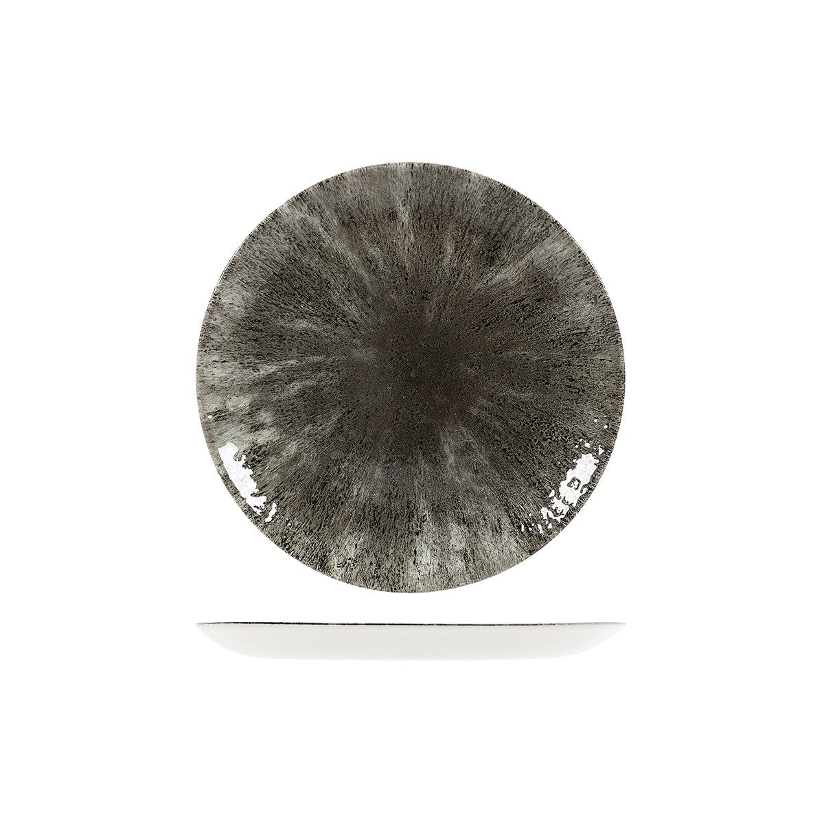 Studio Prints Stone Round Coupe Plate - Stone Round Coupe Plate - 217mm, Studio Print, Quartz Black