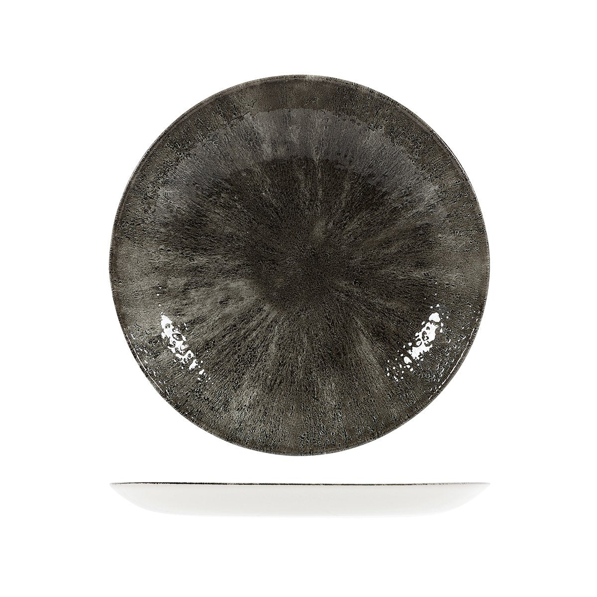Studio Prints Stone Round Coupe Plate - Stone Round Coupe Plate - 260mm, Qurtz Black