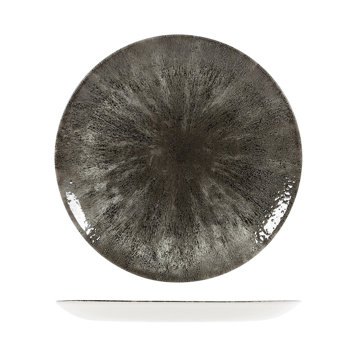 Studio Prints Stone Round Coupe Plate - Stone Round Coupe Plate - 288mm, Studio Print, Quartz Black